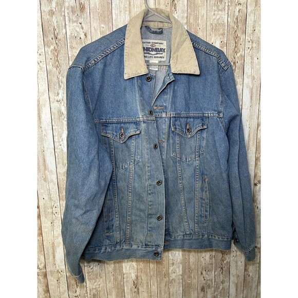 Vintage Y2K Union Bay Men’s M Denim Corduroy Collar Barn Chore Work Coat Jacket - Picture 1 of 8